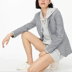 J Crew Parke Gingham Stretch Linen Blend Blazer Classic Blue Size 4